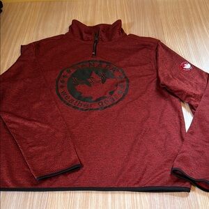 Canada Weathergear polyester fleece lined 1/4 zip shirt red black